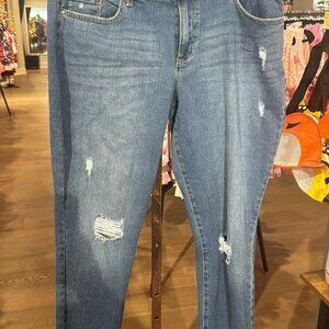 Inc Denim Mid Rise Straight Leg Distressed Jeans
